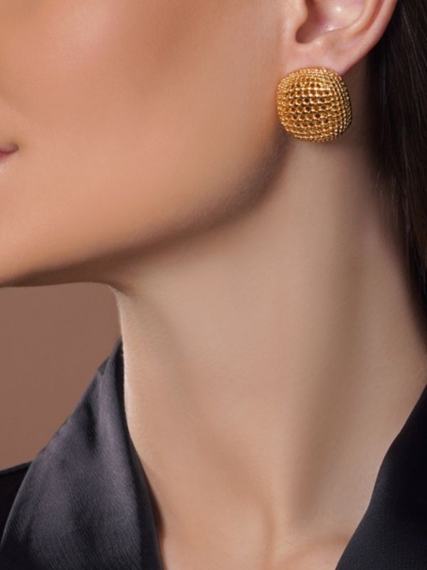 Honey Comb Gold Plated Stud