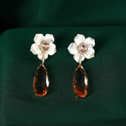 Honey Crystal Drop Earring with Beautiful Flower