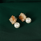 Designer Crystal Stud with Drop Pearl Earring