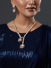 Yaavi Navy Polki Necklace Set