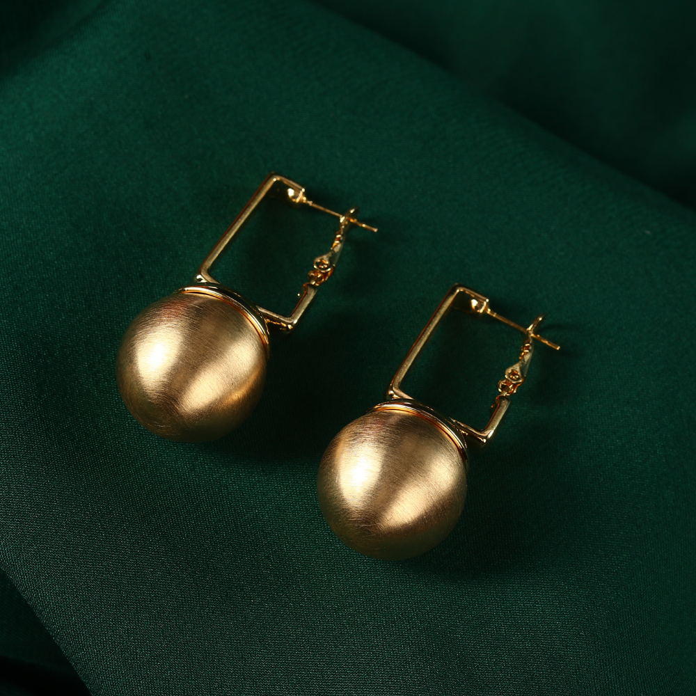 Elegant Korean Gold Plated Ball Hoop Earrings