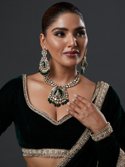 Green Moissanite Meenakari Necklace