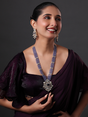 CZ Bandhai Necklace With Rhodium Plating