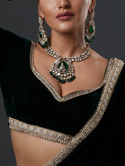 Green Moissanite Meenakari Necklace