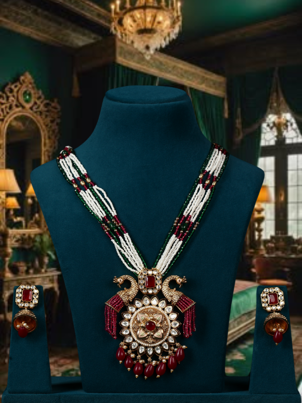 Rani Haar with Peacock Design Necklace Set