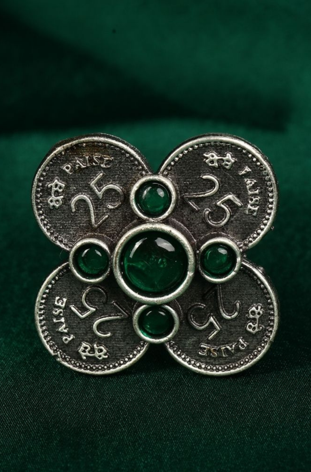 Oxidised Plated Pota Stone Rings