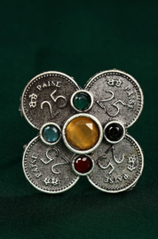 Oxidised Plated Pota Stone Rings