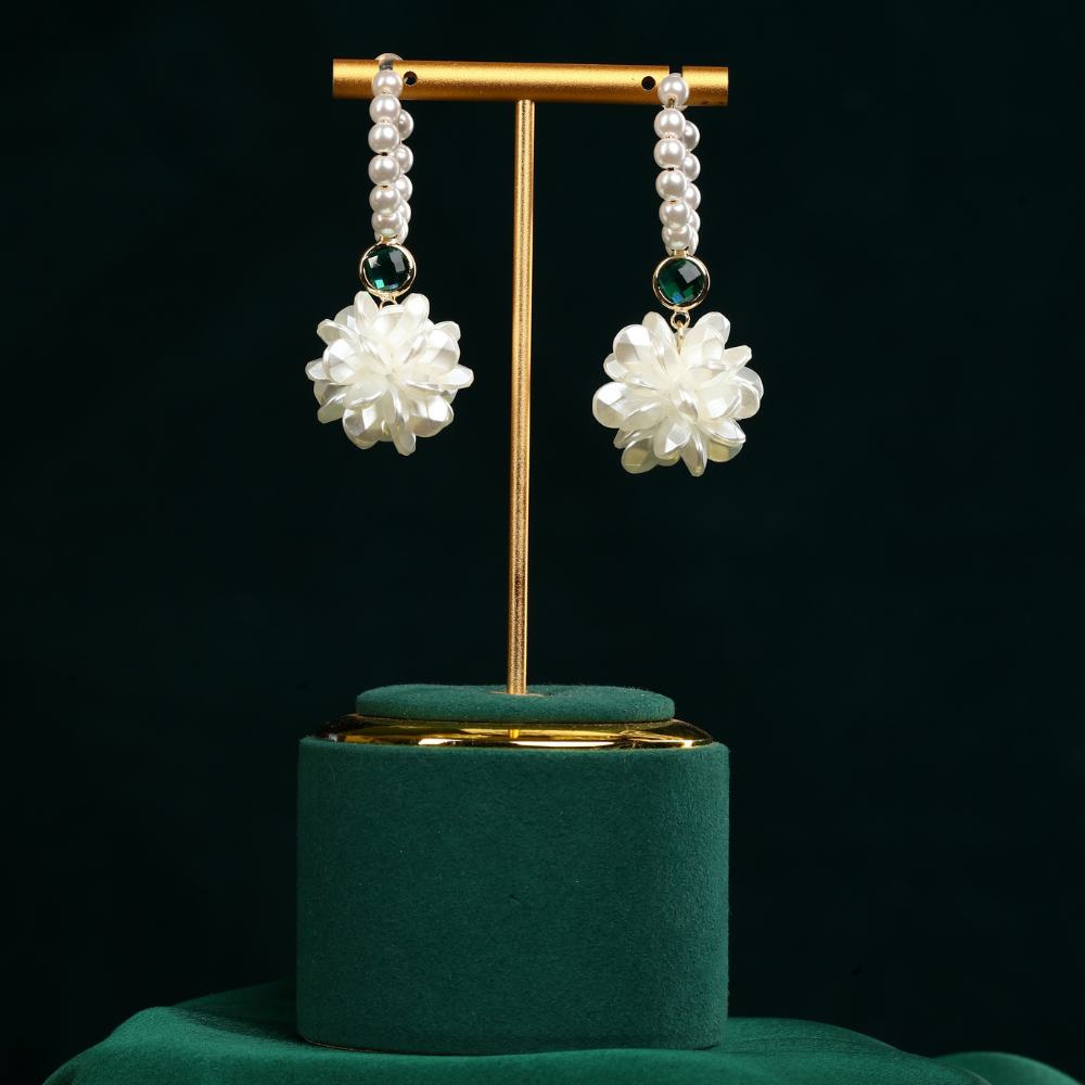 Floral Pearl Beaded Earrings