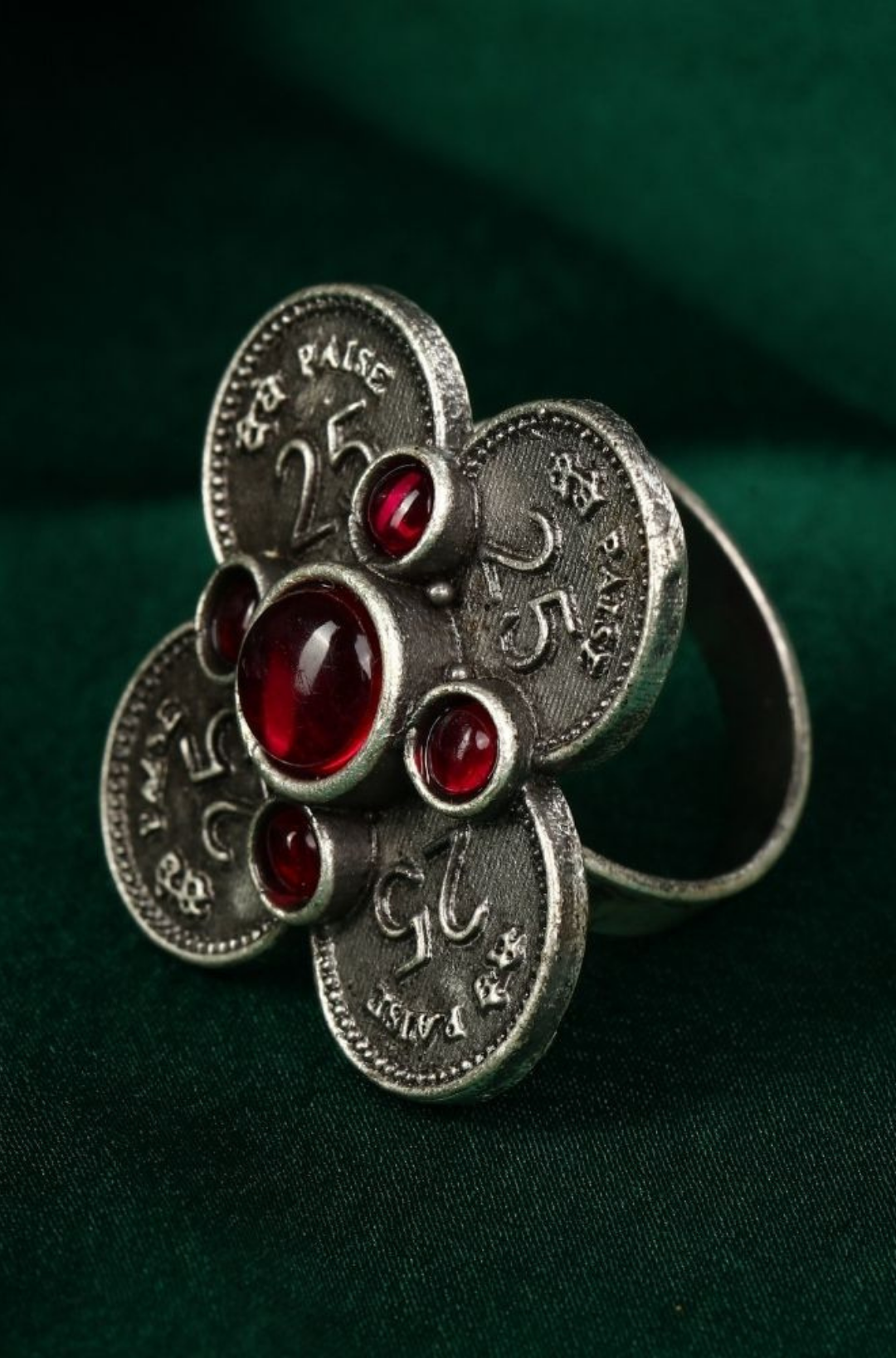 Oxidised Plated Pota Stone Rings