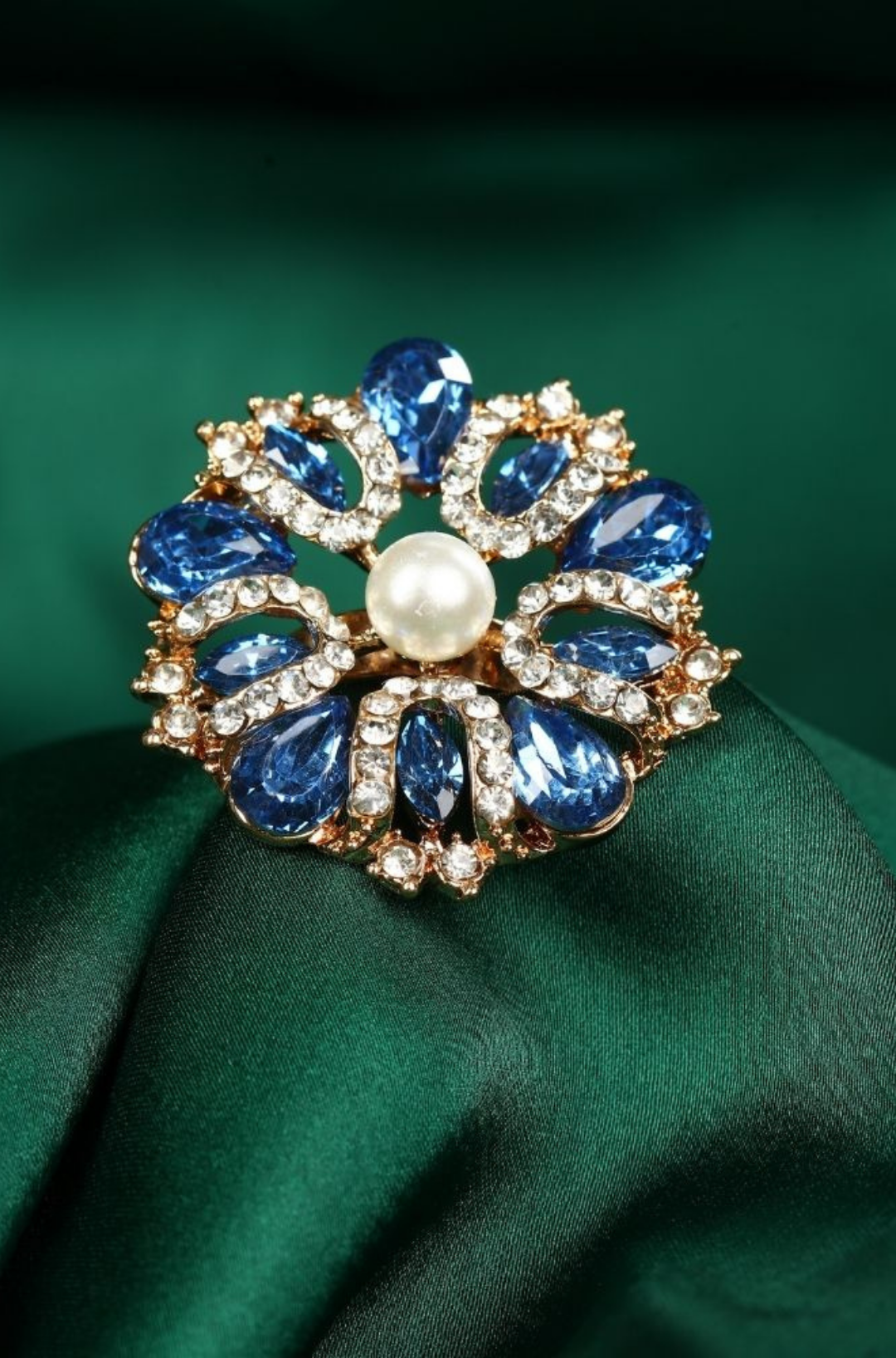 Flower Shaped Pearl & Diamond Stone Ring