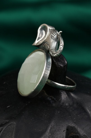 Vintage Solid Sterling Silver Elephant Stone Ring