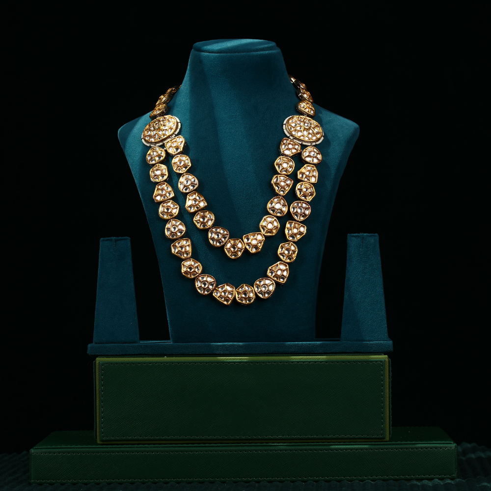 Gold Plated Kundan Layered Necklace