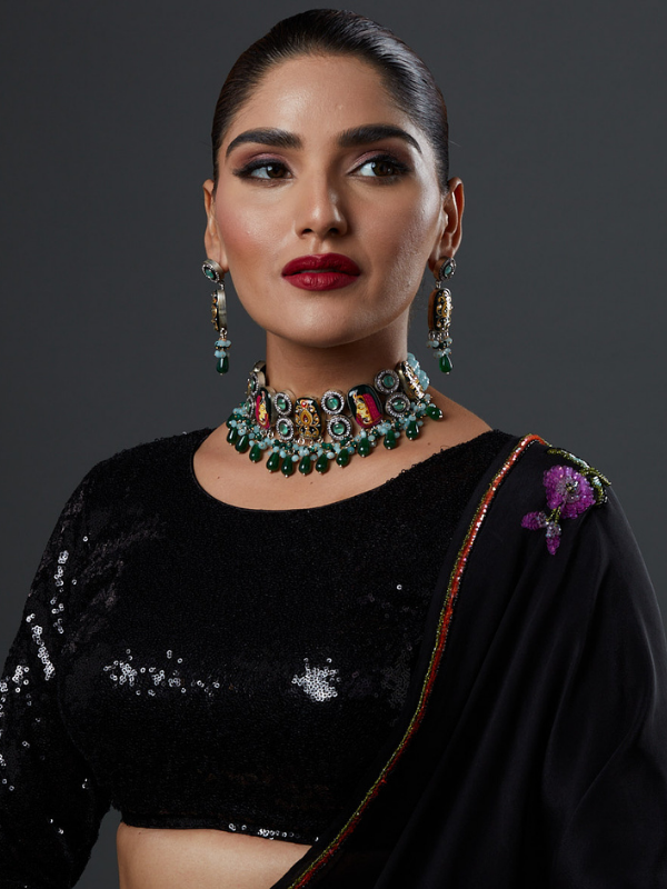 Radha: The Downpour Hand Embroidered Choker Neckpiece