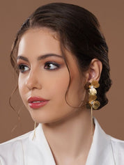 Golden Flower Long Tassel Earrings