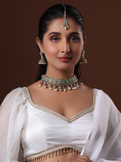 Mint Moissanite Polki Choker Necklace