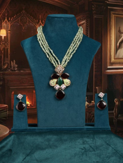 Micron Gold Finish Moissanite Kundan Stone Necklace
