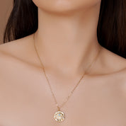 Gold Pendant with Evil Eye engraved Necklace