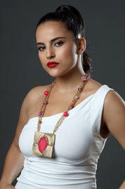 The Fuchsia Square Necklace