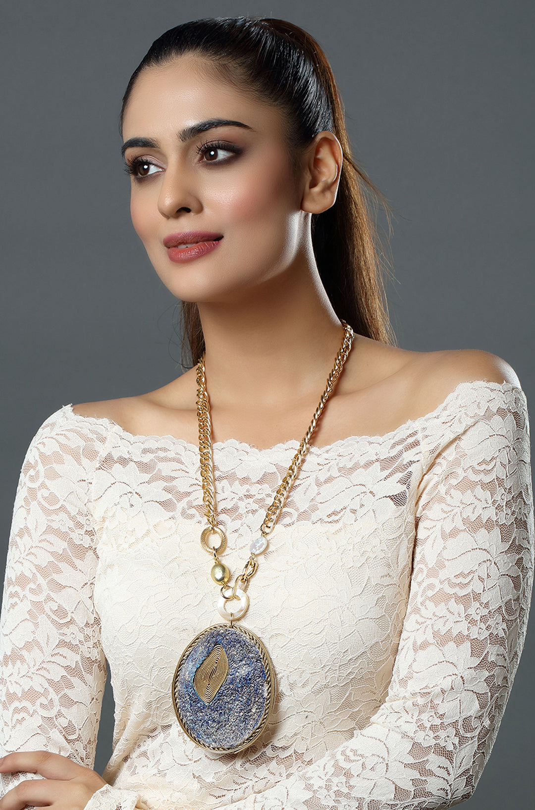Blue Mist Oval Necklace