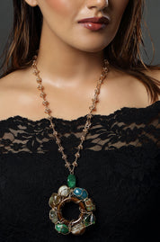 Natural Mosaic Medallion Necklace