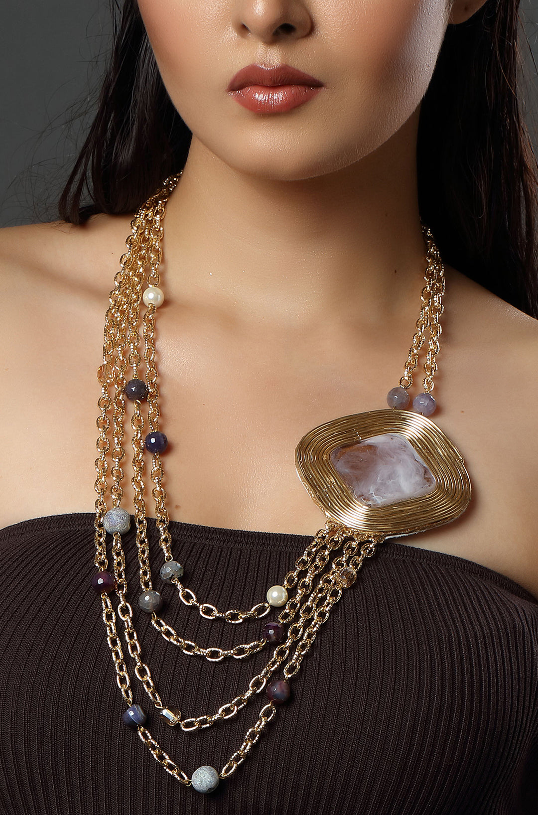 The Gilded Square Cascade Necklace