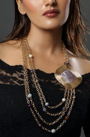 The Gilded Square Cascade Necklace