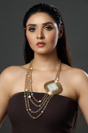 The Gilded Square Cascade Necklace