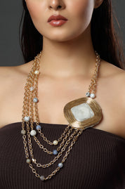 The Gilded Square Cascade Necklace