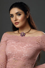 Sculpted Lavender Choker Necklace