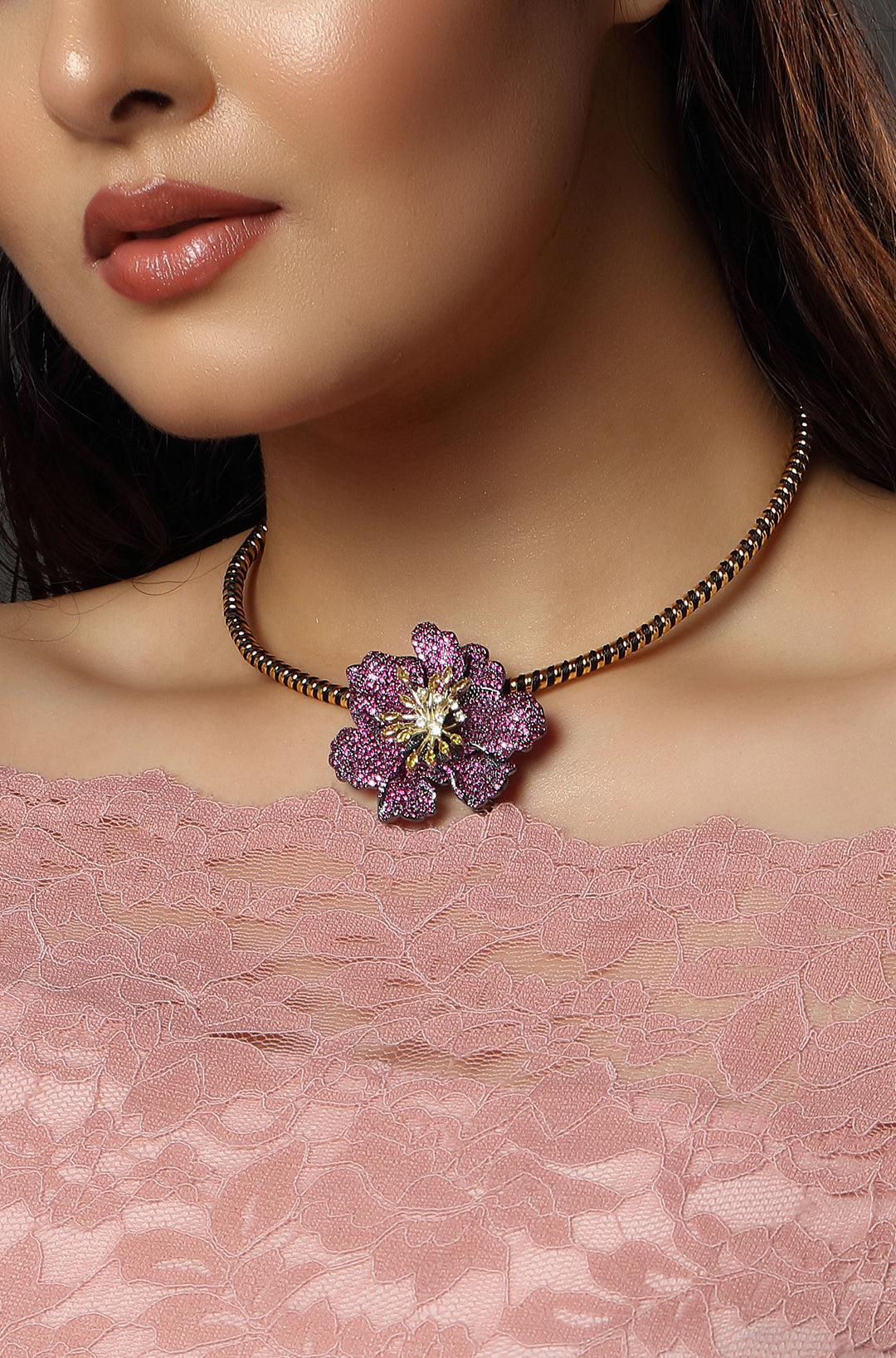 Sculpted Lavender Choker Necklace
