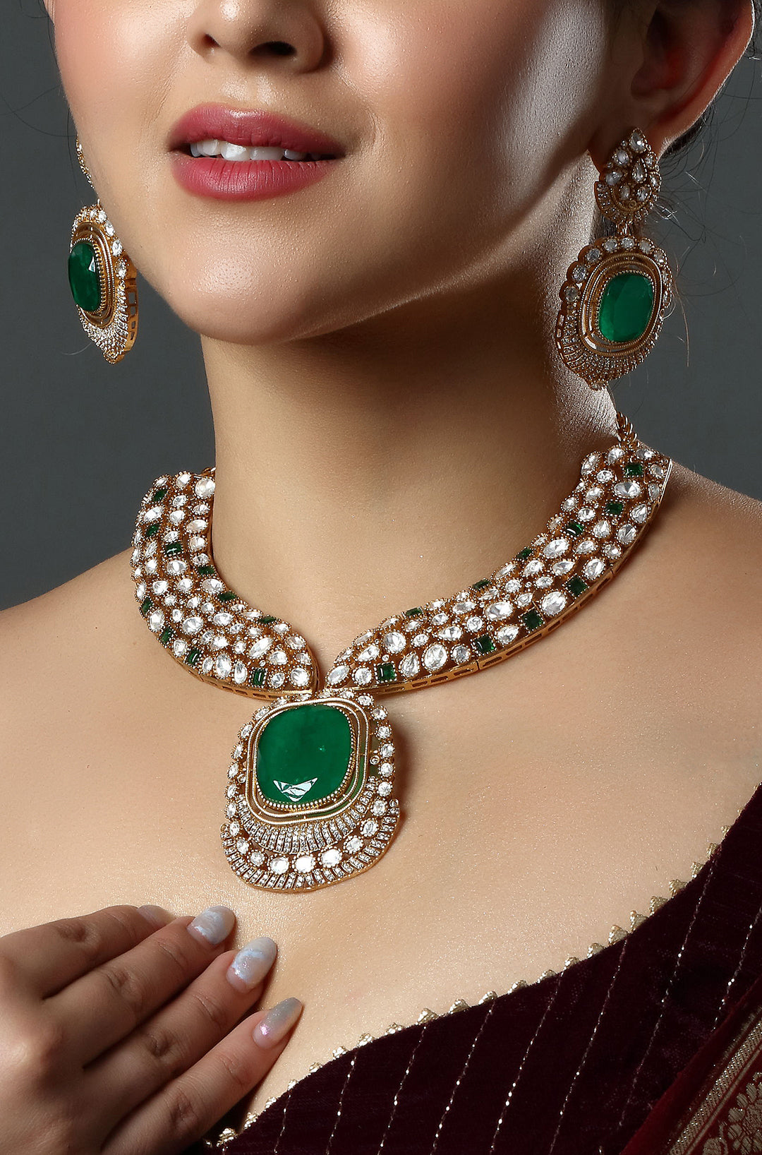 Green Emerald Victorian Choker Necklace