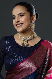 Grandiose Two Tone Choker With Earrings