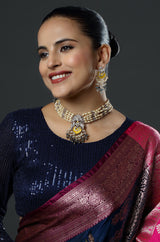 Grandiose Two Tone Choker With Earrings
