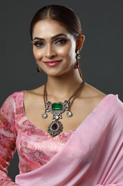 Regal Green Stone Heritage Ensemble Necklace