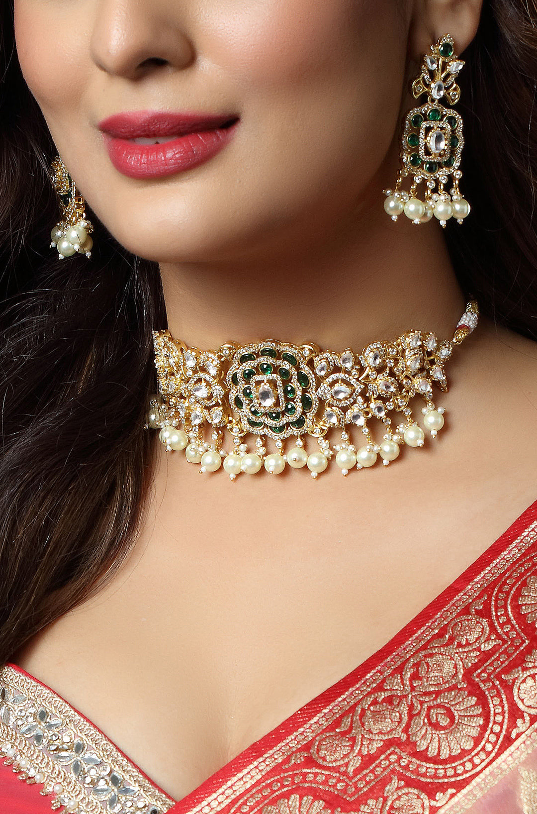 Rajwada Royal Pearl & Neelmani Kundan Choker Necklace