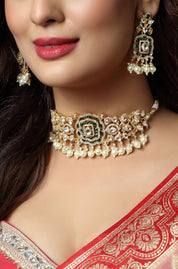 Rajwada Royal Pearl & Neelmani Kundan Choker Necklace