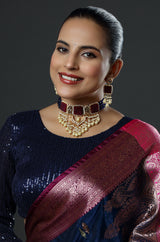 Maharani's Maroon Charm Reign Choker Necklace