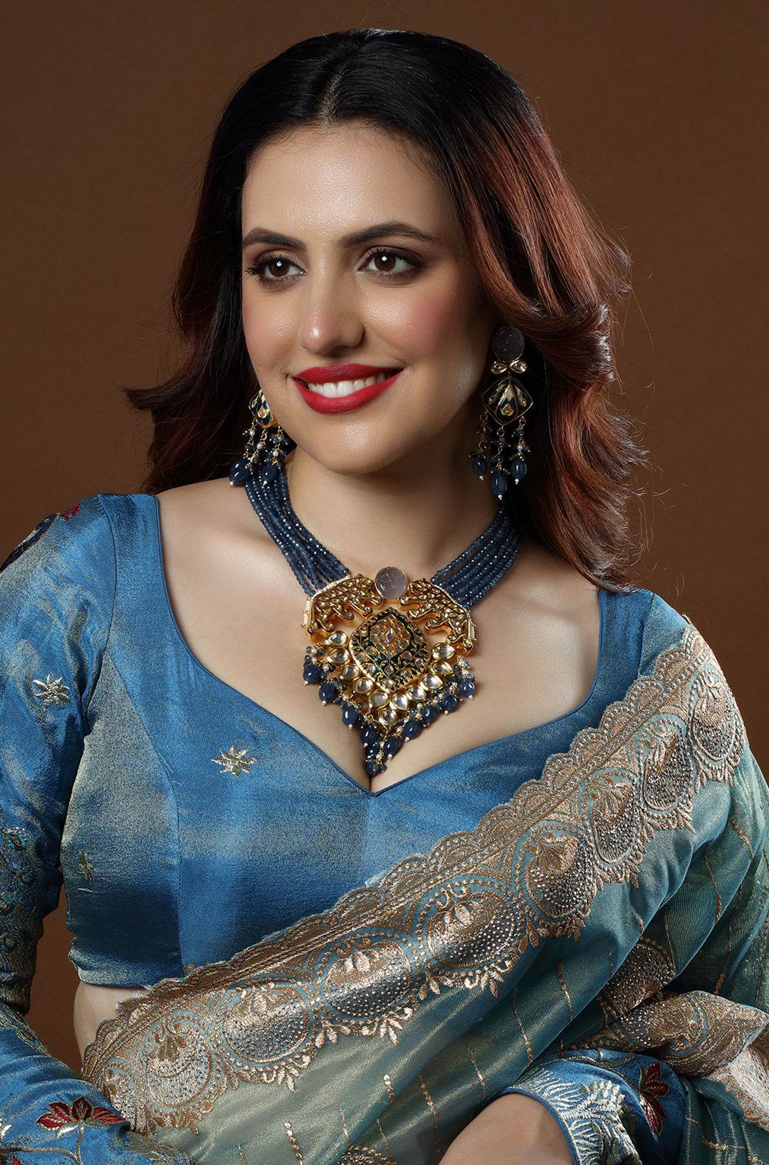 Mystic Sapphire Animalia Kundan Jadau Necklace