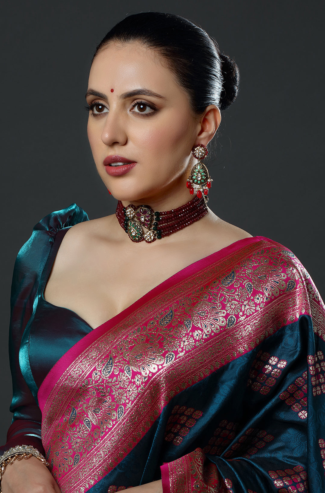 The Aqua Blossom Kundan Choker