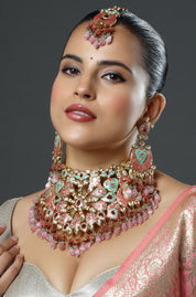 The Gulabi Gardens Bridal Ensemble Necklace