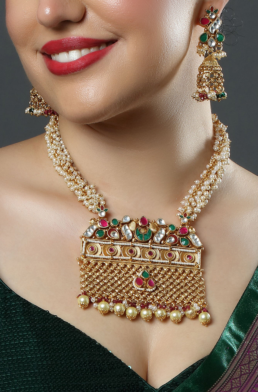 Regal Rajasthani Jadau Ensemble Necklace