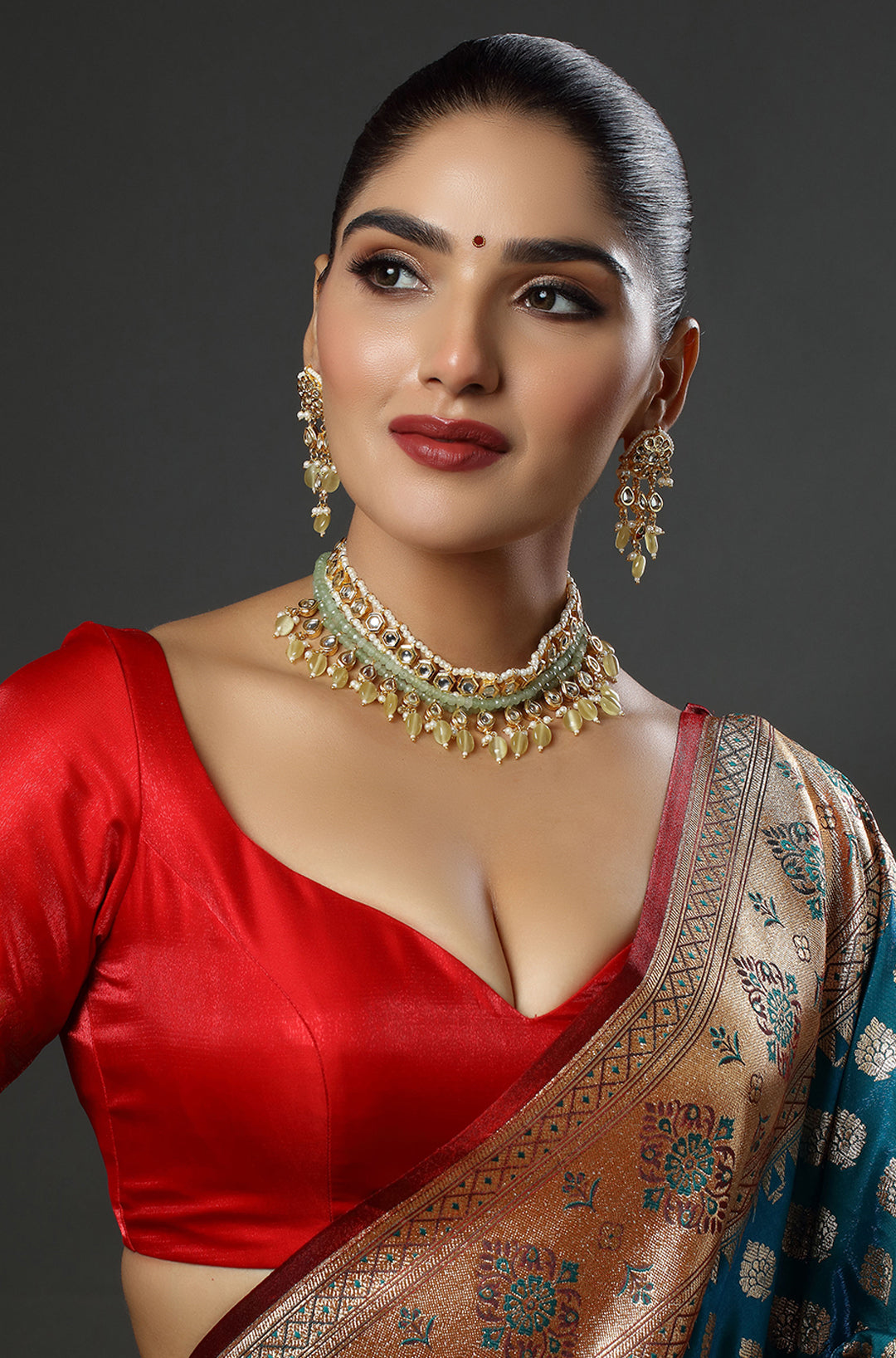 The Jade Dewdrop Kundan Choker Necklace