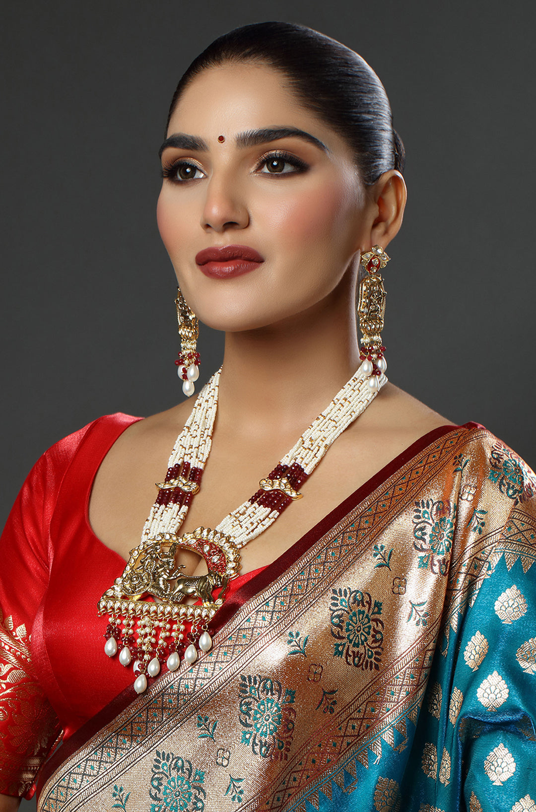 Ruby & Pearl Maharani Necklace Set