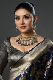 Kundan Drop Style Pearl Gold Toned Handcrafted Brass Necklace