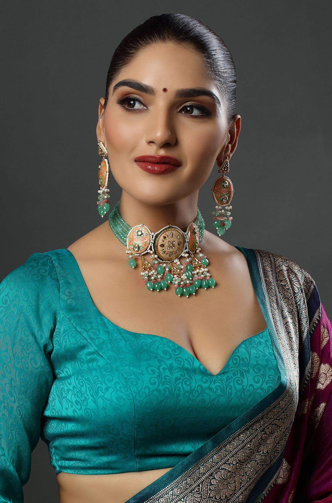 The Peach Petal Kundan Choker Necklace