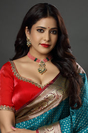 Charming Pink Beaded Choker with Kundan Pendant