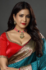 Charming Pink Beaded Choker with Kundan Pendant