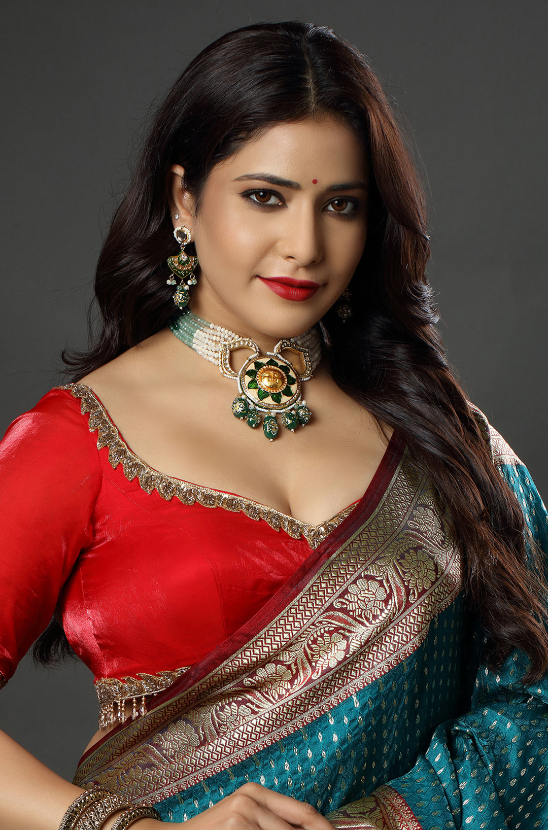 Exquisite Meenakari and Pearl Choker Necklace