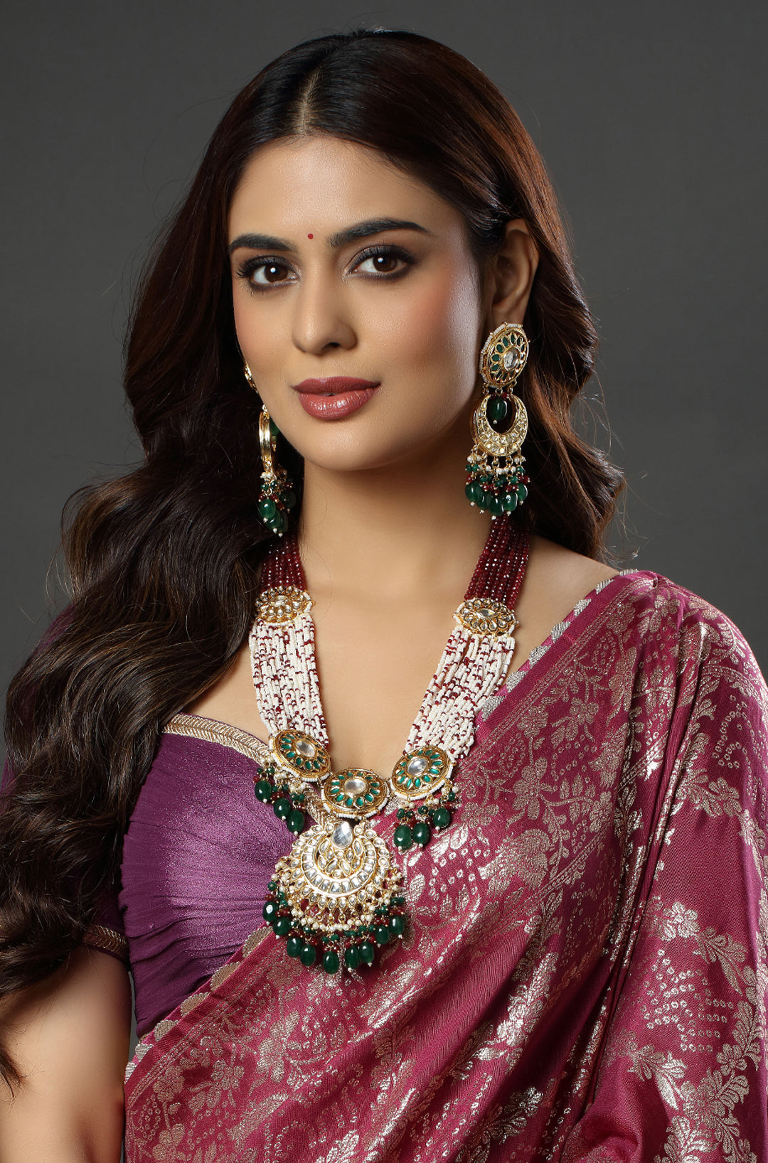 Veridian Vasundhara with Uncut Polki and Ruby Accents Necklace