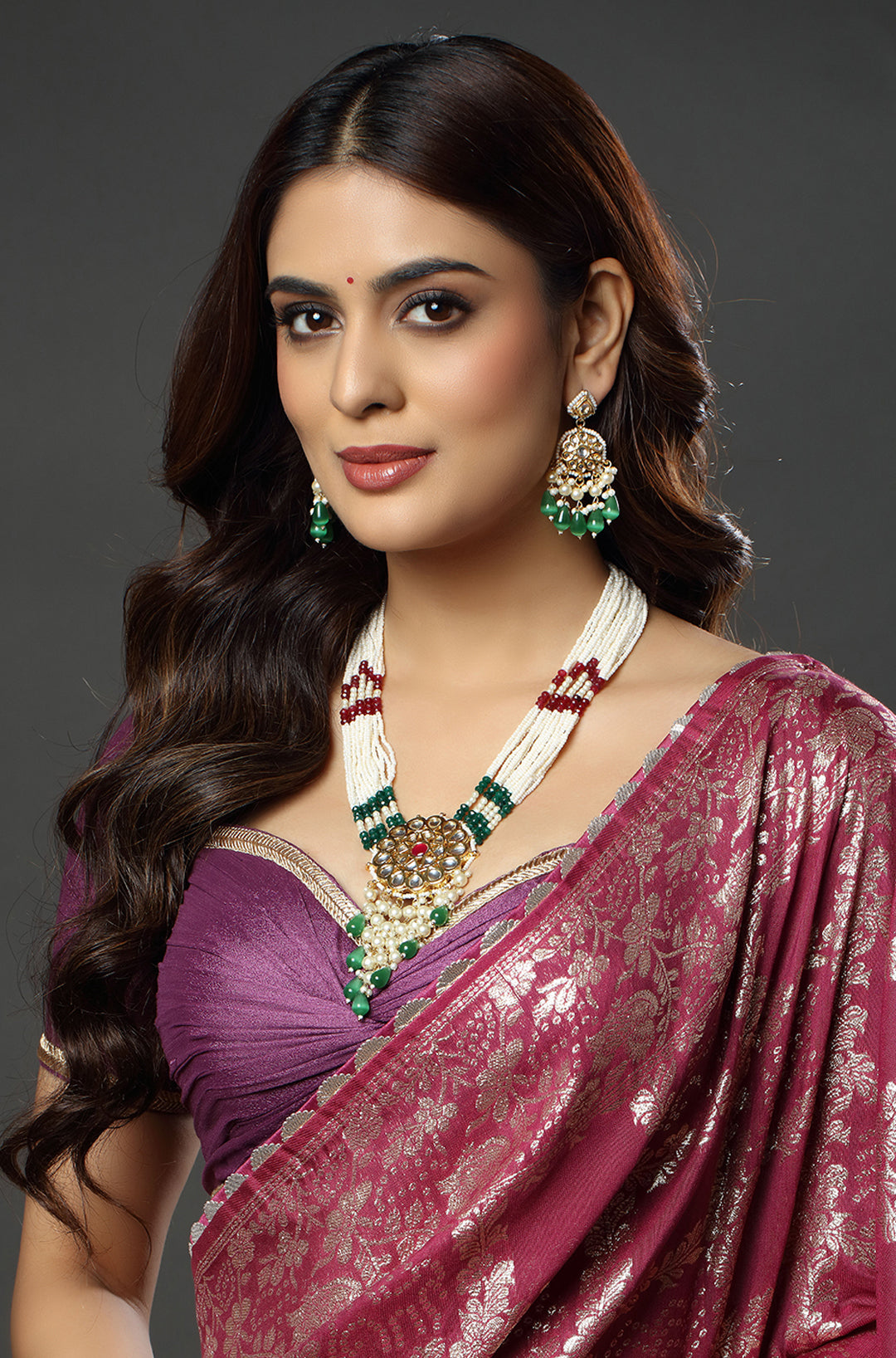 Ethnic White Pearl Jadau Necklace